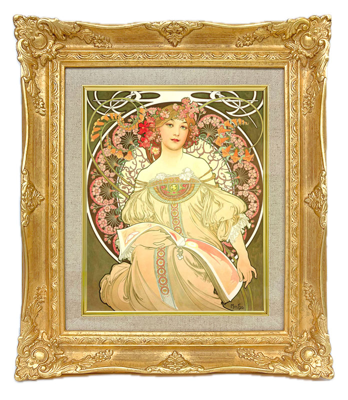 アルフォンス・ミュシャ夢想ジクレーキャンバス複製画 額装品