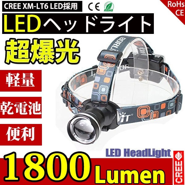 LED�إåɥ饤�� �������� ������ 3�⡼�� ������Ĵ����ǽ 1800LM CREE XML T6 �إåɥ��� �ɺ� Ĵ��� ����� ����