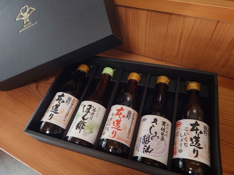 本造りしょうゆ5本セット（醤油3本、再仕込み、ぽん酢）