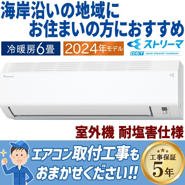 現金振込特価】S224ATES-WE エアコン おもに6畳 ダイキン 塩害仕様 