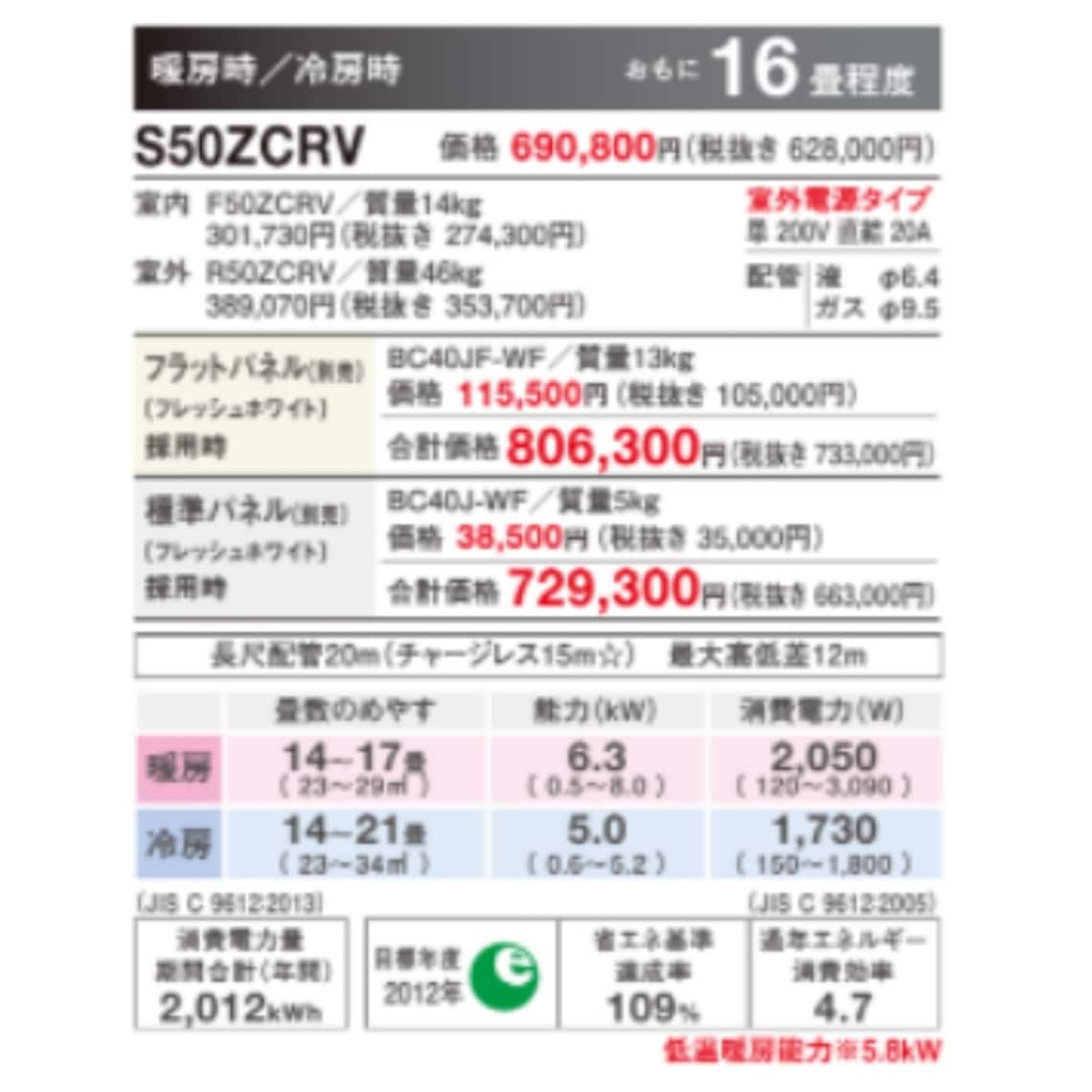S50ZCRV※ ダイキン 天井埋め込みエアコン1方向 16畳用