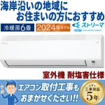 エアコン おもに6畳 ダイキン 塩害仕様 2024年モデル Eシリーズ ホワイト 冷暖房 除湿 ストリーマ 単相100V S224ATES-WE|ルームエアコン|季節家電
