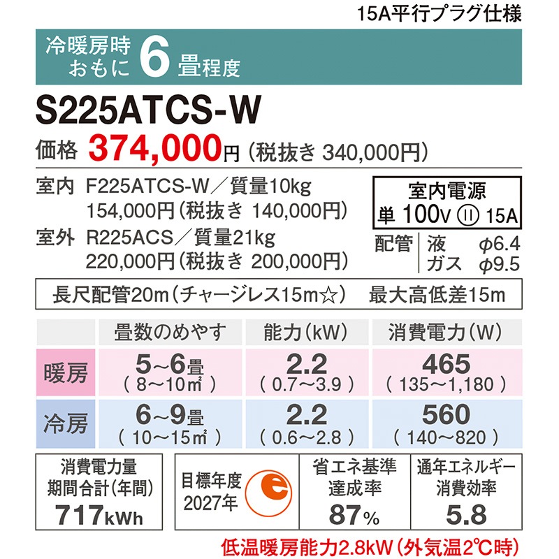 東京 神奈川地域限定 標準取付工事費込 エアコン同配 主に6畳 ダイキン