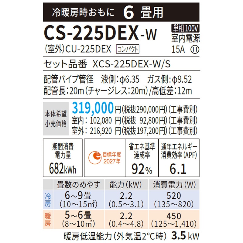 東京 神奈川地域限定 標準取付工事費込 エアコン同配 主に6畳