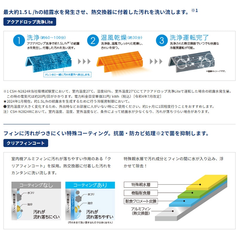 エアコン 主に6畳 コロナ 2024年モデル リララNシリーズ ホワイト 清潔