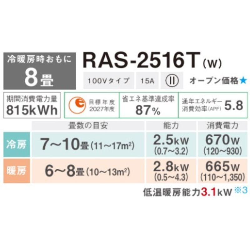 東京 神奈川地域限定 標準取付工事費込 エアコン同配 8畳用 東芝 2026