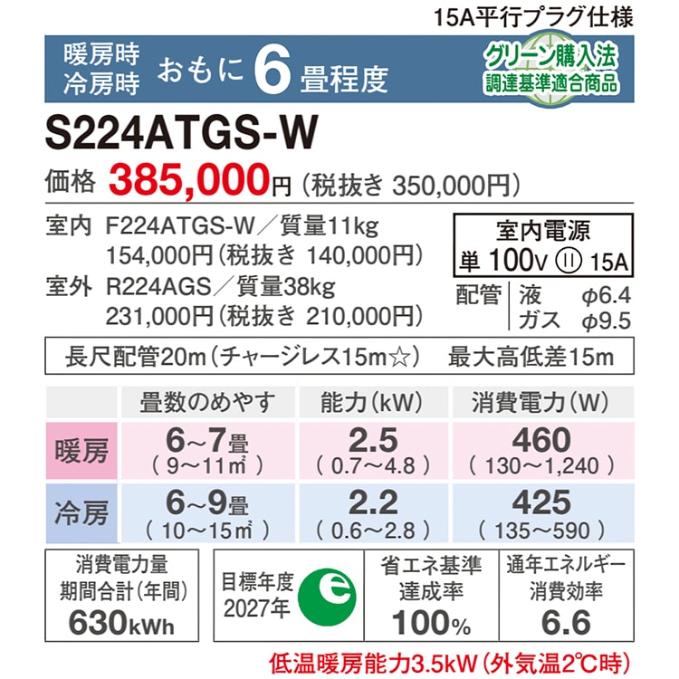 エアコン おもに6畳 ダイキン GXシリーズ 2024年モデル