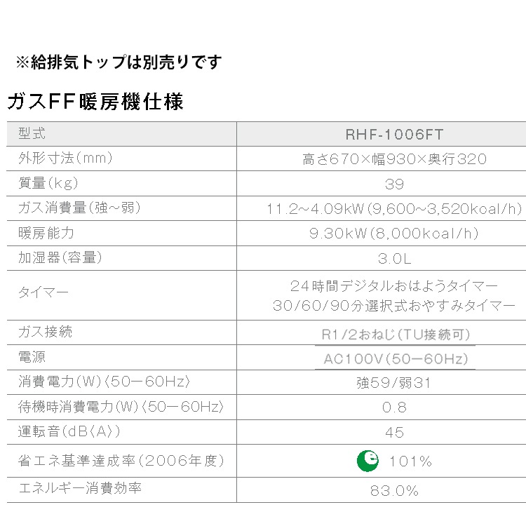 リンナイ ガスFF暖房機 都市ガス 13A 木造24畳 コンクリート造33畳~38
