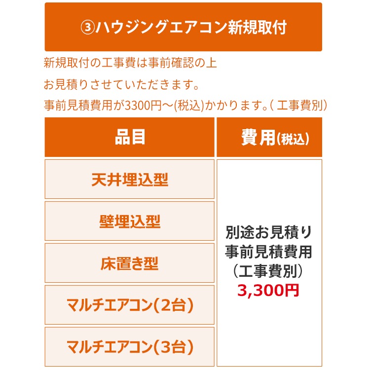 当店にてエアコンを新規購入の場合のみ【ハウジングエアコン標準取付 当店にてエアコンを新規購入の場合のみ【ハウジングエアコン標準取付
