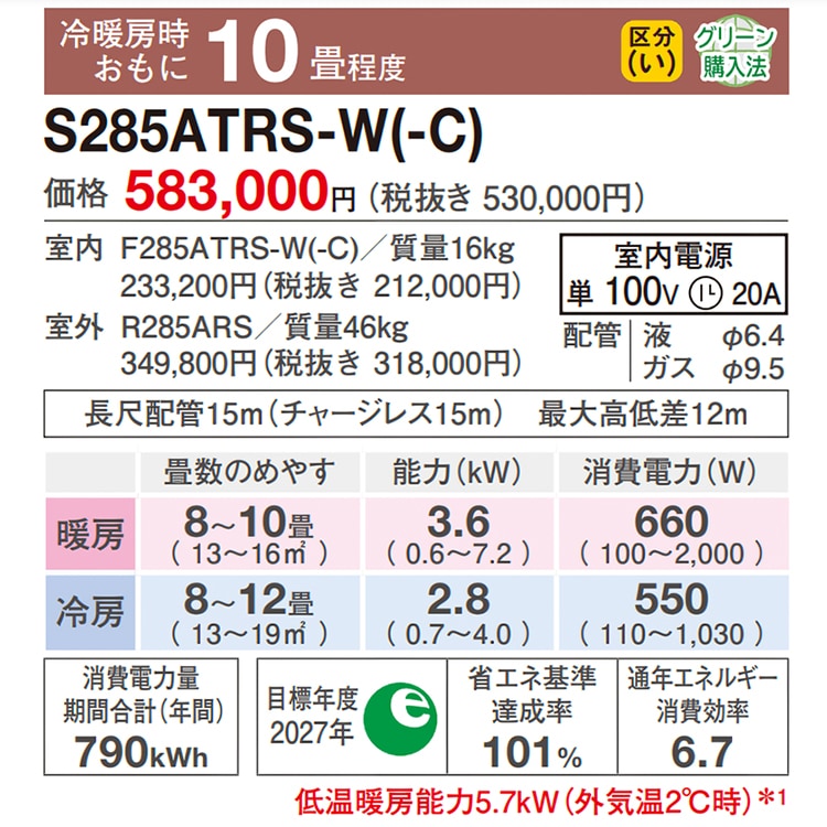 エアコン おもに10畳 ダイキン RXシリーズ うるさらX ホワイト 2025年