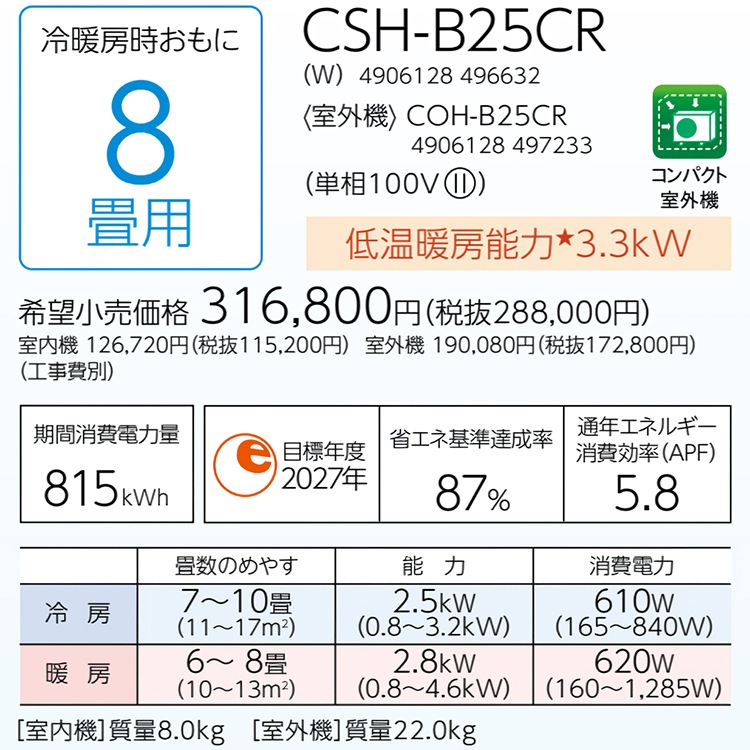  8  2024ǯǥ B꡼ ReLaLa  ݡɥӥե륿 ñ100V CSH-B25CR-W