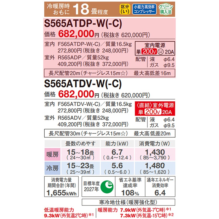 エアコン おもに18畳 ダイキン スゴ暖 極暖・寒冷地仕様 DXシリーズ