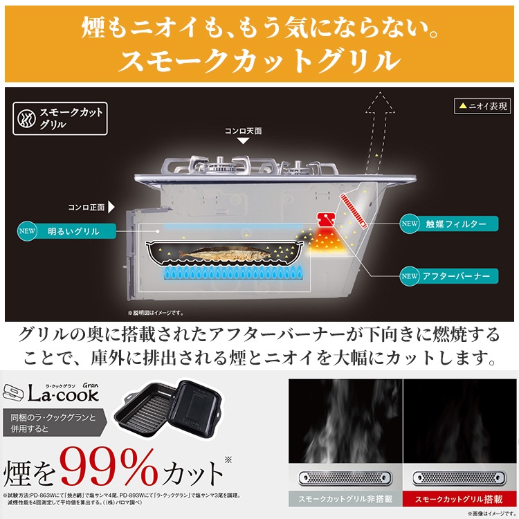ビルトインコンロ パロマ フェイシスグランド 都市ガス 3口ガスコンロ