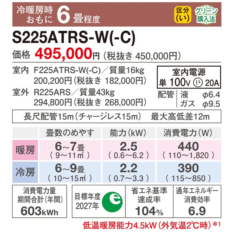 東京 神奈川地域限定 標準取付工事費込 エアコン同配 おもに6畳