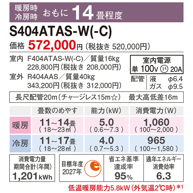 東京 神奈川地域限定 標準取付工事費込 エアコン同配 主に14畳