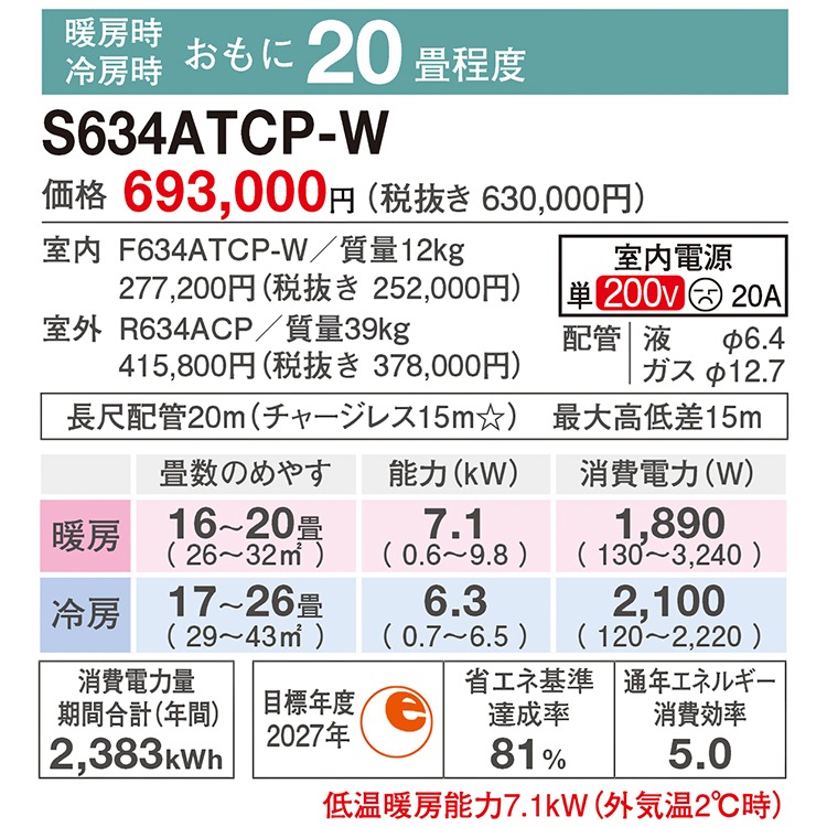 ダイキン　2024年式　6-8畳用 2024年モデル DAIKIN/ダイキン 6畳用 ルームエアコン 冷暖房