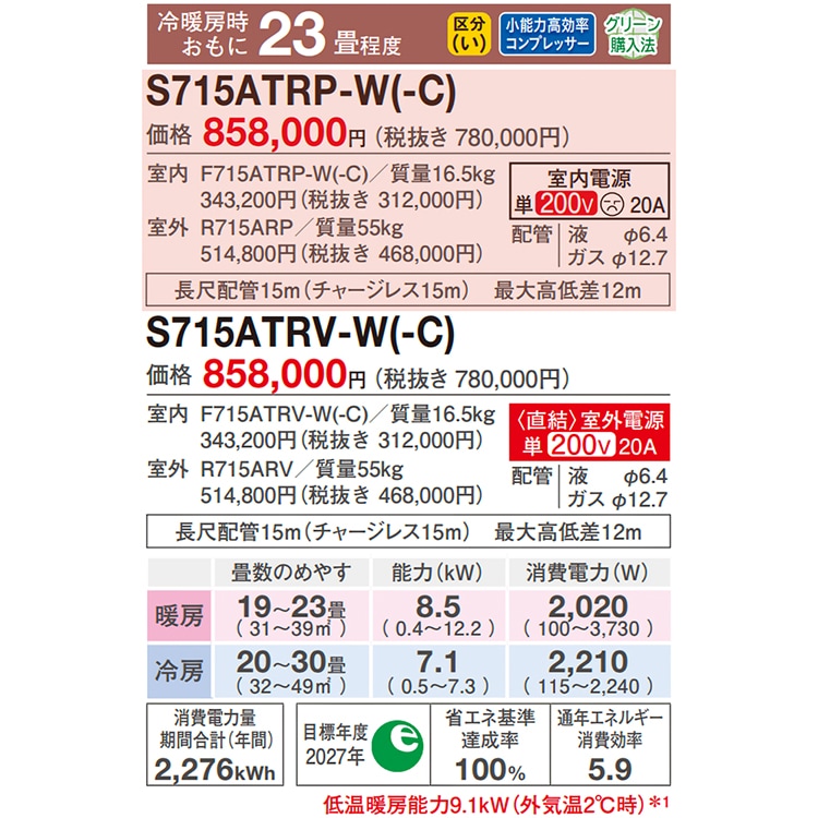 エアコン おもに23畳 ダイキン RXシリーズ うるさらX ベージュ 2025年