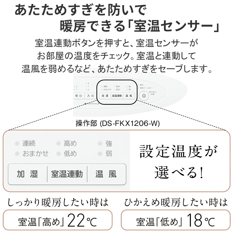 セラミックファンヒーター パナソニック ホワイト ナノイーX 加湿機能