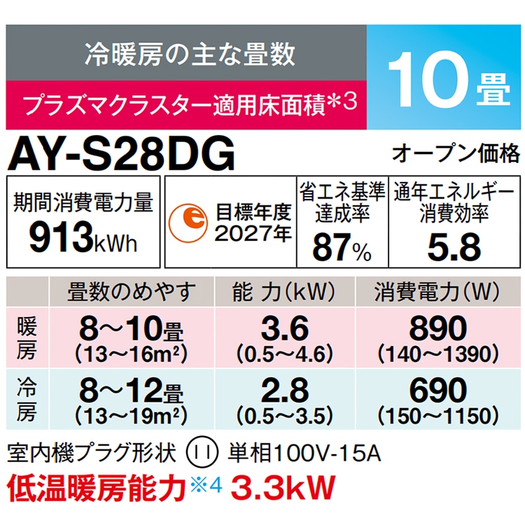 エアコン おもに 10畳 シャープ DGシリーズ 2024年モデル