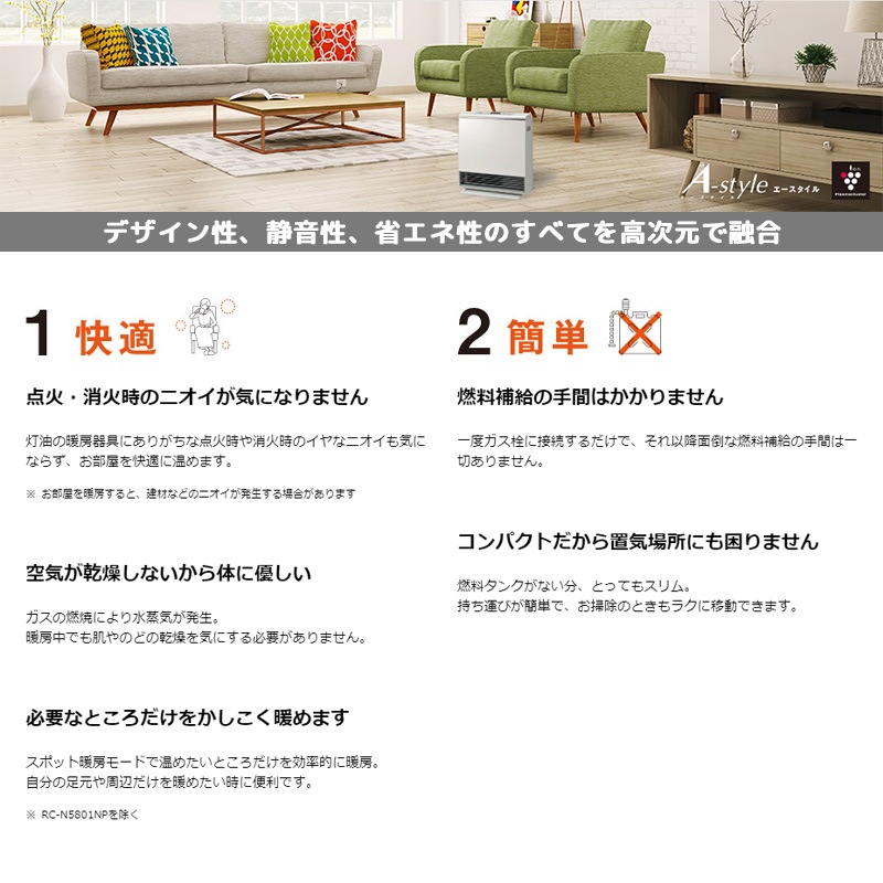 リンナイ ガスファンヒーター エースタイル 木造:12畳