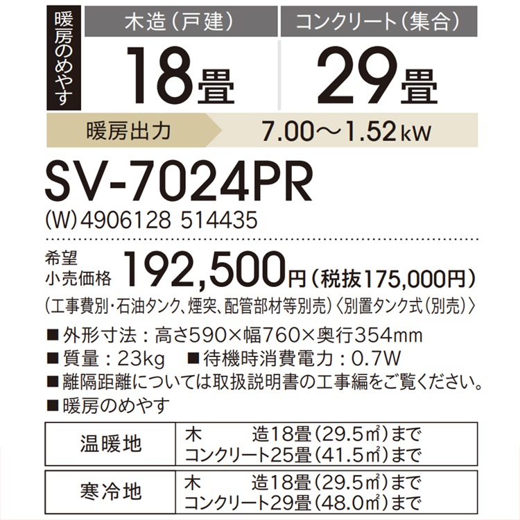 コロナ　半密閉式石油ストーブ 形式　ＳＶ-7023ＰＲ CORONA 生活家電・空調 コロナ 半密閉式石油ストーブ 形式 SV
