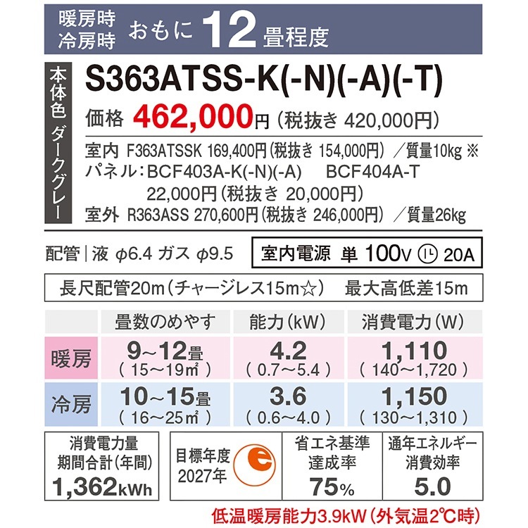 エアコン おもに12畳 2023年モデル SXシリーズ risora リソラ 自動運転 
