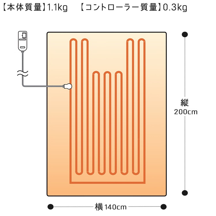 電気かけしき毛布 パナソニックシングルLサイズ 温度制御 室温センサー