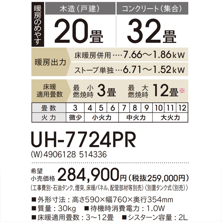 寒冷地用大型ストーブ コロナ PRシリーズ 煙突式輻射＋床暖 主に20畳