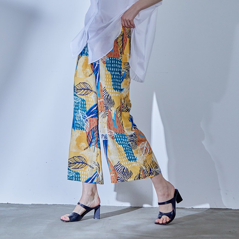 リーフボタニカル柄ワイドパンツ Sugar Rose シュガーローズ 公式オンラインショップ