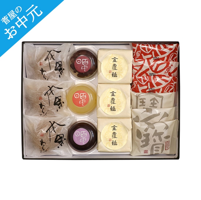 ひかりパパ様　詰め合わせ 夏のお菓子 詰め合せ 夏の雅【金覆輪 3個・赤寶3個・寶3個・ゼリー