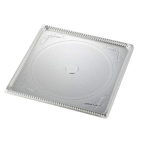 【送料無料】【ケーキトレー7号　ダイヤカット加工の縁でキラキラ輝く】スクエアプラチナトレー7号　400枚【銀　シルバー　7号　スクエア　四角】