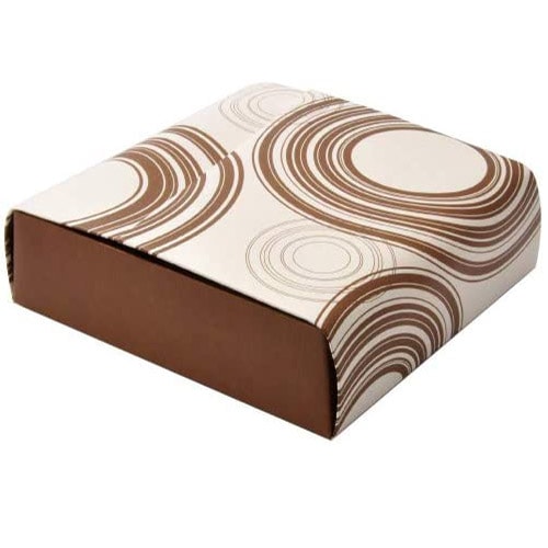 【送料無料】クーヘンケース　ループブラウン 200個【バウムクーヘン　箱　ＢＯＸ】【バウムクーヘンのトータルパッケージ　アートなデザイン！】