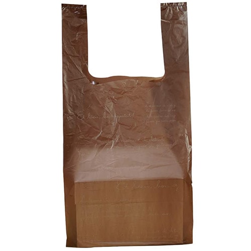 【手提げ袋】エコ PAO レジバッグ フレンチショコラ L30　1,000枚【285×230×480H　バイオマスPE30%配合　無料配布可能　エコ対応　テイクアウト袋　持ち帰り袋】