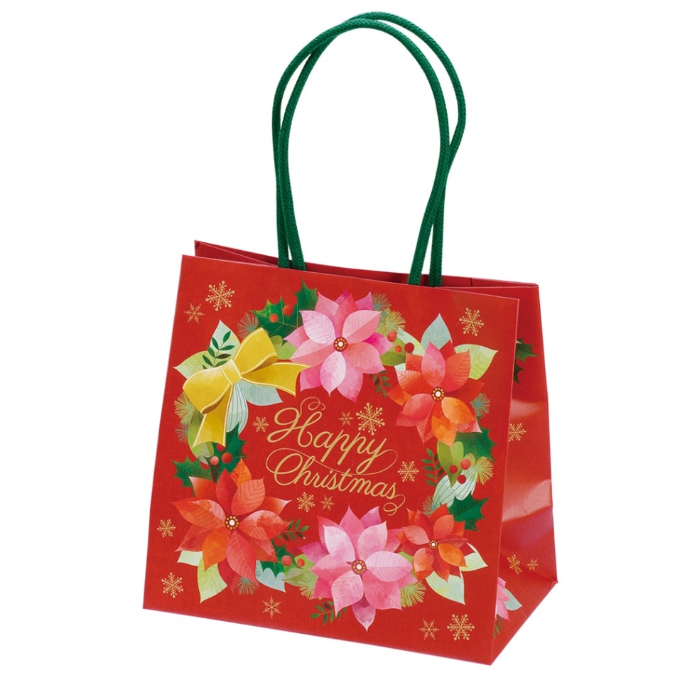 ■【ラッピング袋】ギフトバッグ ポインセチア　100枚