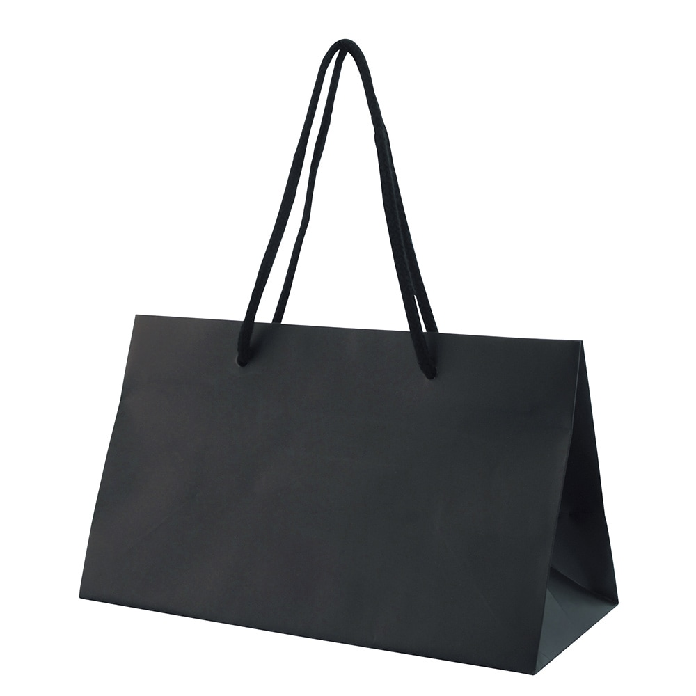 ■【バレンタイン｜紙袋】ペーパーギフトバッグ(黒)ワイドM　100枚