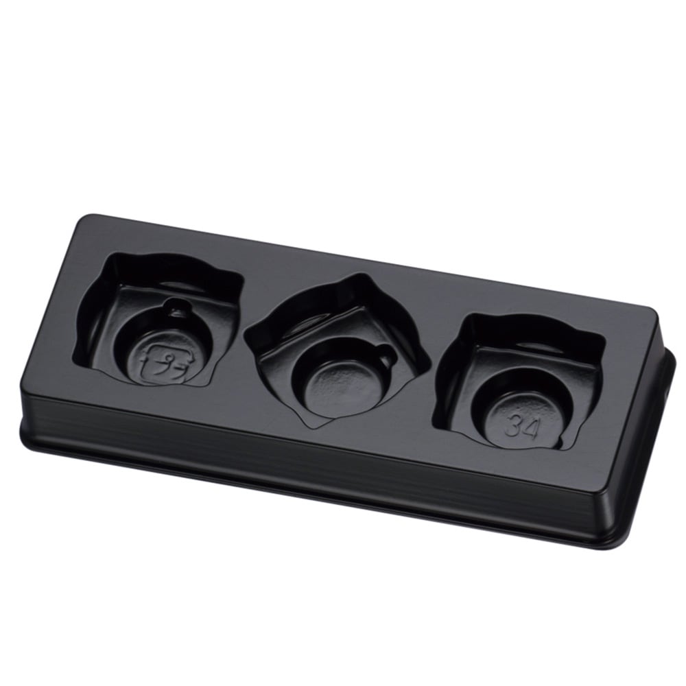 ▼【ボンボンチョコトレー】PSチョコレートトレー27角 3個用 黒　100個