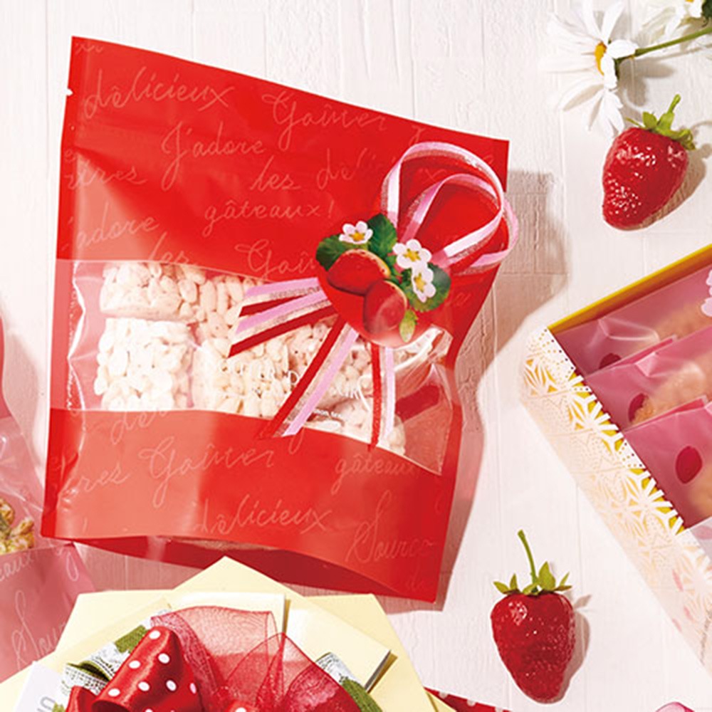 【送料無料】バリアPET ST袋 グテレッド(160×80×170ミリ) 1,000枚【焼き菓子 袋 ジッパー付き スタンドバッグ 立てて並べられる ラッピング 保存袋 乾燥剤 脱酸素剤】