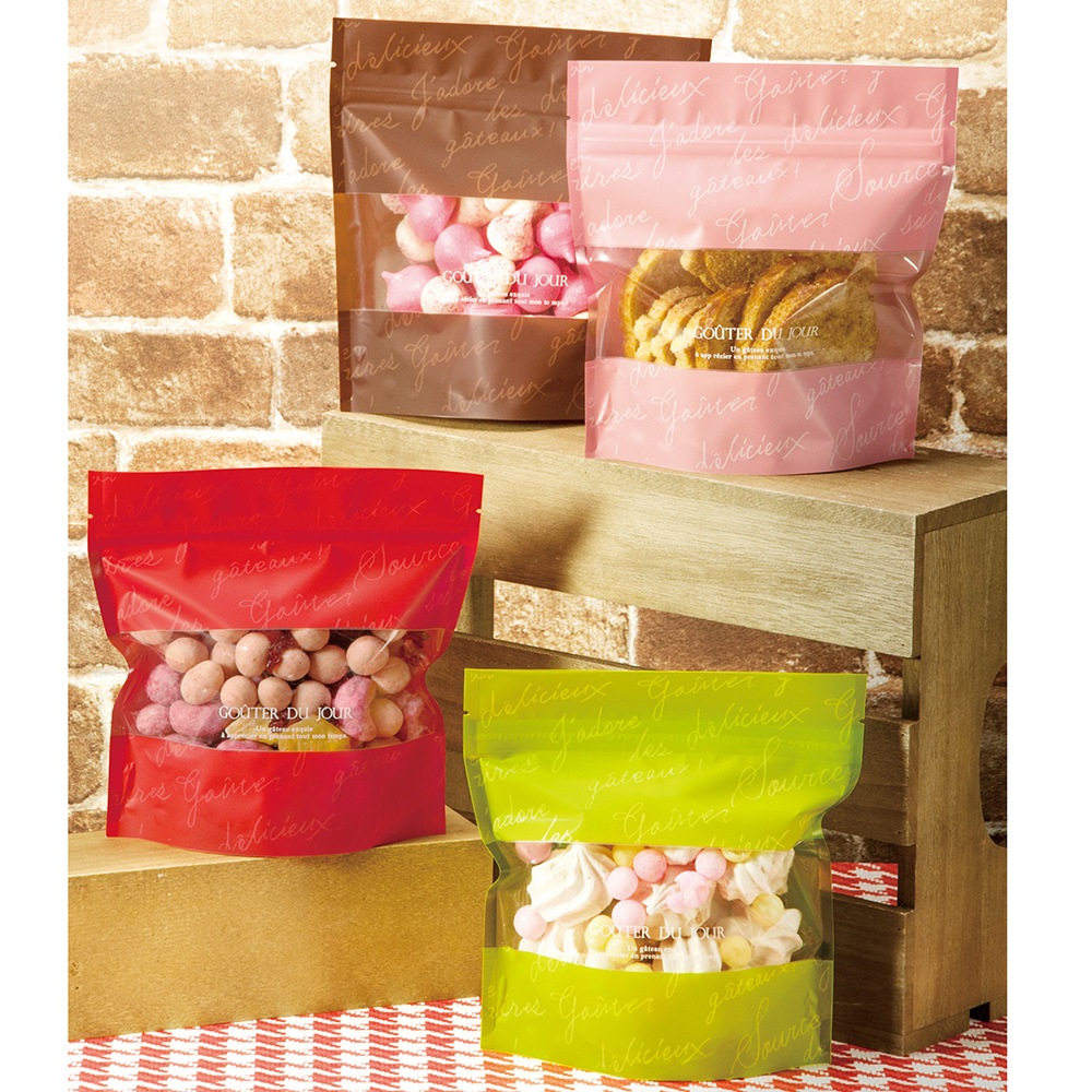 【送料無料】バリアPET ST袋 グテレッド(160×80×170ミリ) 1,000枚【焼き菓子 袋 ジッパー付き スタンドバッグ 立てて並べられる ラッピング 保存袋 乾燥剤 脱酸素剤】