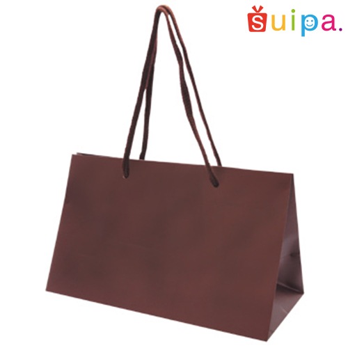 【バレンタイン|手提げ紙袋】ペーパーギフトバッグ(茶) ワイドM 100枚