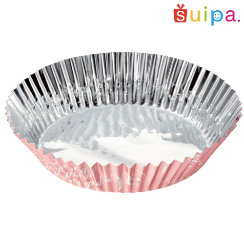 【パーチ】アルミケース 125φ×底径75φ フランス文字柄 ピンク 500枚