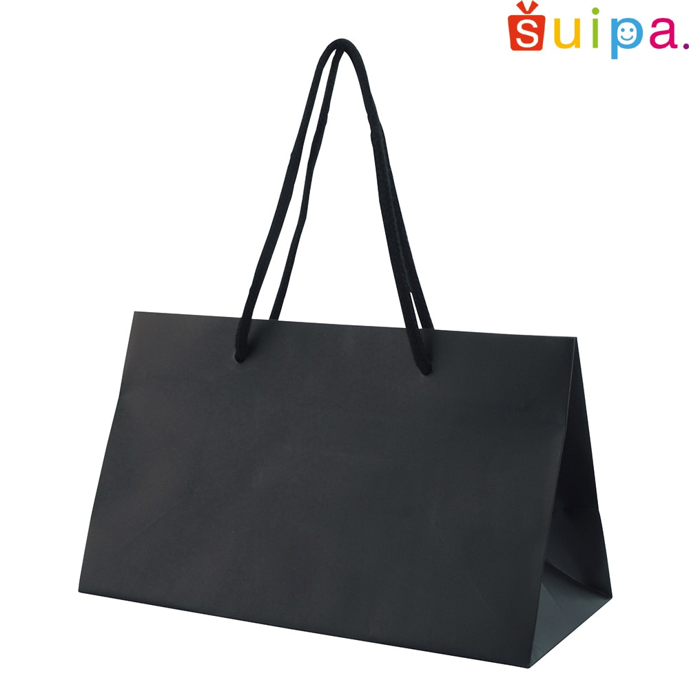 ■【バレンタイン｜紙袋】ペーパーギフトバッグ(黒)ワイドM　100枚