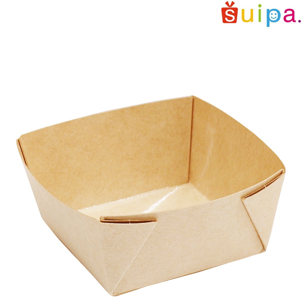 【紙トレー・直置きOK・焼成可能】63角 紙カップWT（クラフト）RN　3,000個