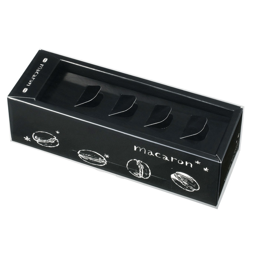 【送料無料】マカロン5ケ箱 スリーブ 黒 100個【便利な保冷剤スペースあり　マカロンを保護してカラフルに見せます】