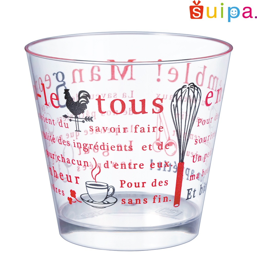 【プラスチックカップ】エコPAO PS 76-185 スタンダードカップ U (b) ボナペティ 赤　500個