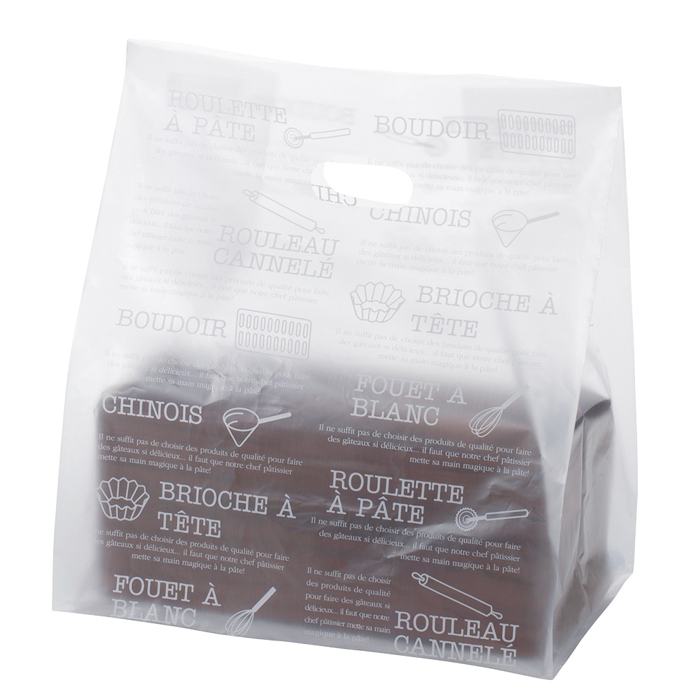 【手提げ袋】エコ PAO パティスリーバッグ S30 1,000枚【245×155×360H　バイオマスPE30%配合　無料配布可能　エコ対応　テイクアウト袋　持ち帰り袋　製菓道具デザイン】