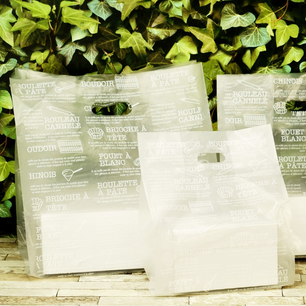 【手提げ袋】エコ PAO パティスリーバッグ L30 600枚【345×245×480H　バイオマスPE30%配合　無料配布可能　エコ対応　テイクアウト袋　持ち帰り袋】