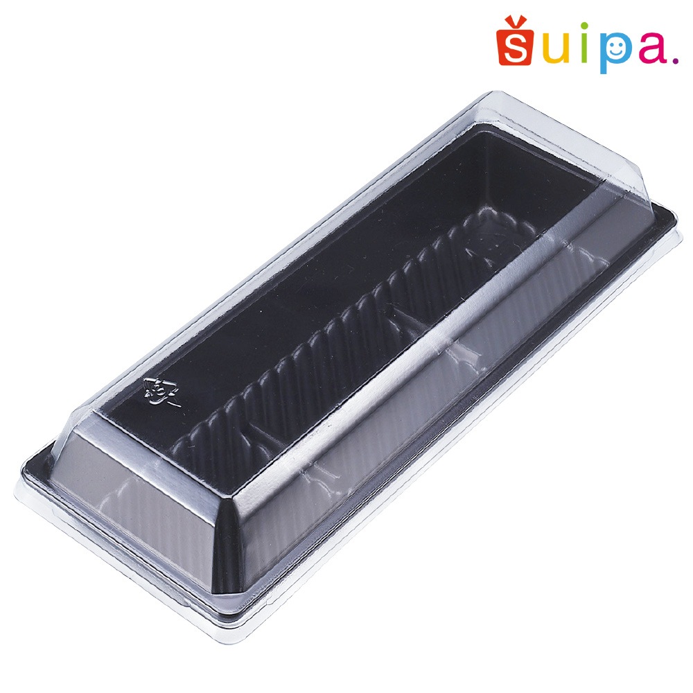 【和菓子容器】PS　トリオ　本体　黒　本体・蓋セット　2,000個