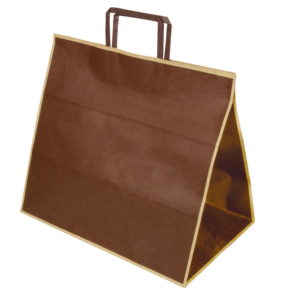 【紙袋・手さげ袋】PAO手提袋 フレーム(茶)Mワイド 350×220×320H 200枚