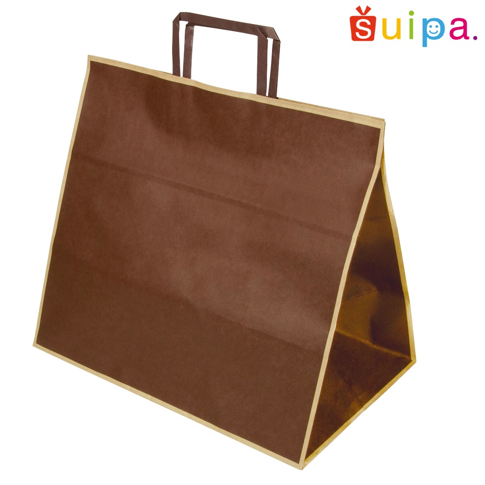 【紙袋・手さげ袋】PAO手提袋 フレーム(茶)Mワイド 350×220×320H 200枚