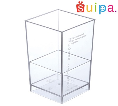 ●【プラスチックカップ】PS アングル 印刷 白　400個